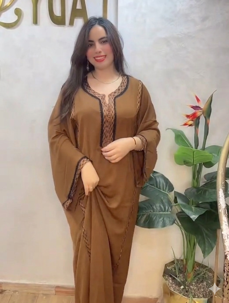 Caftan Élégant Femme – Tissu Crepe – REF 0147