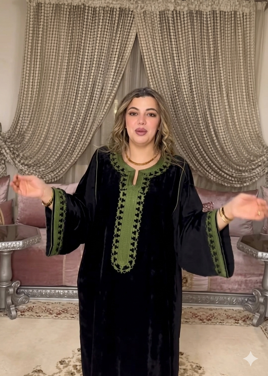 Caftan Élégant Femme – Tissu Crepe – REF 0150