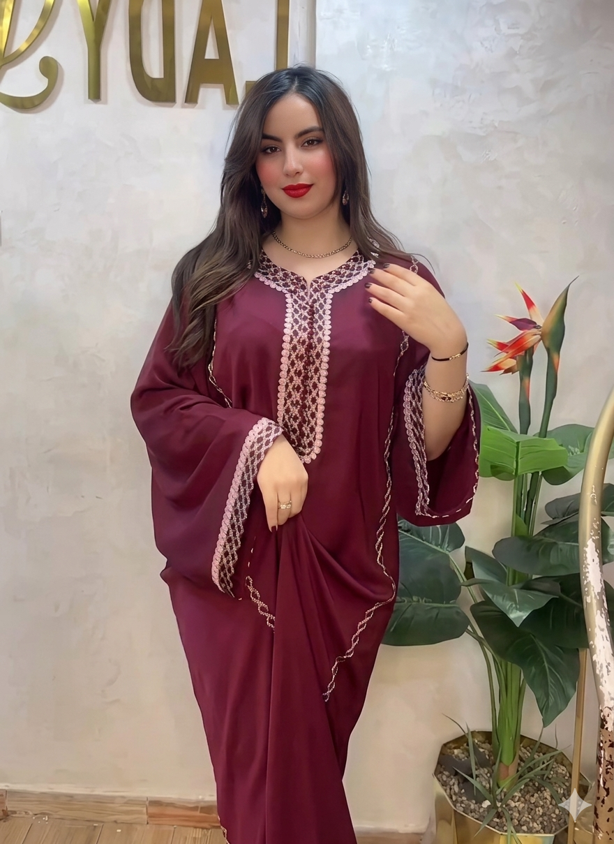 Caftan Élégant Femme – Tissu Crepe – REF 0147