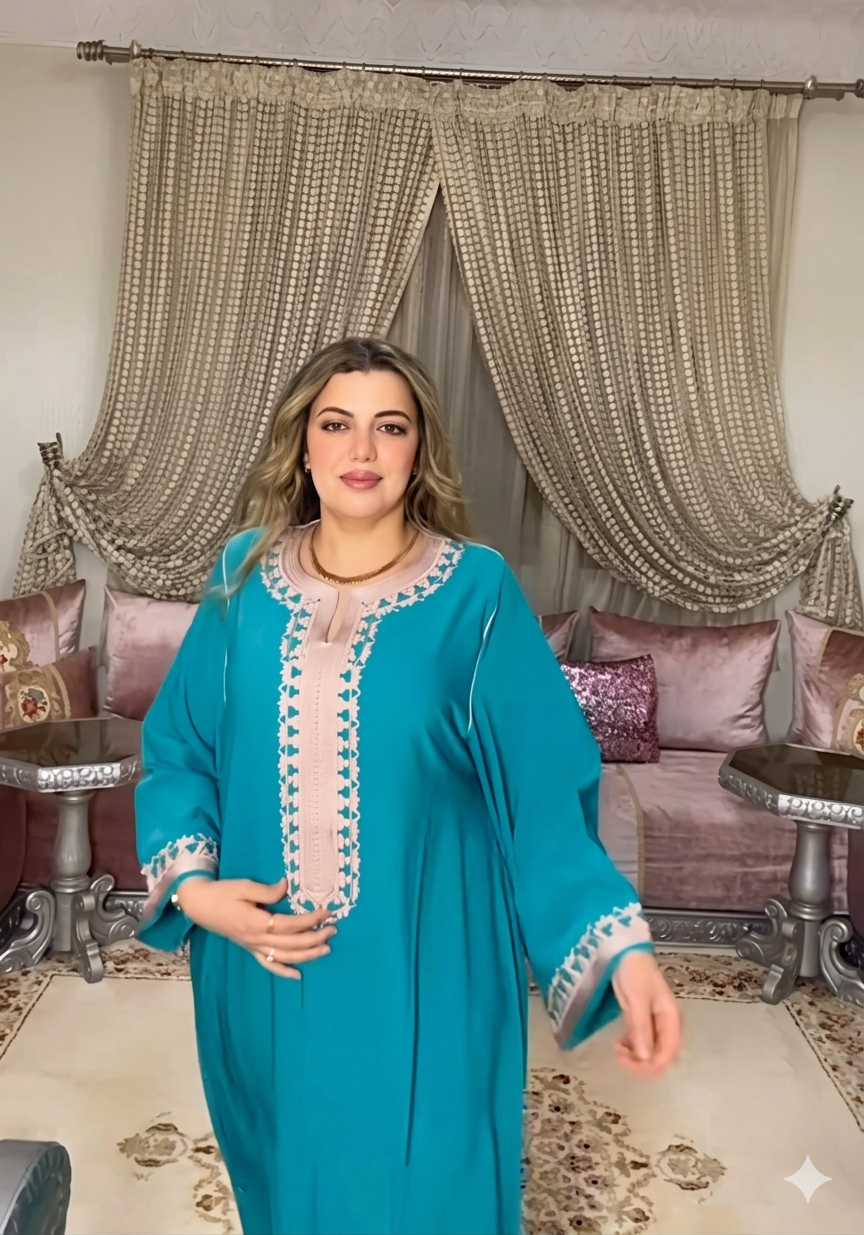 Caftan Élégant Femme – Tissu Crepe – REF 0150