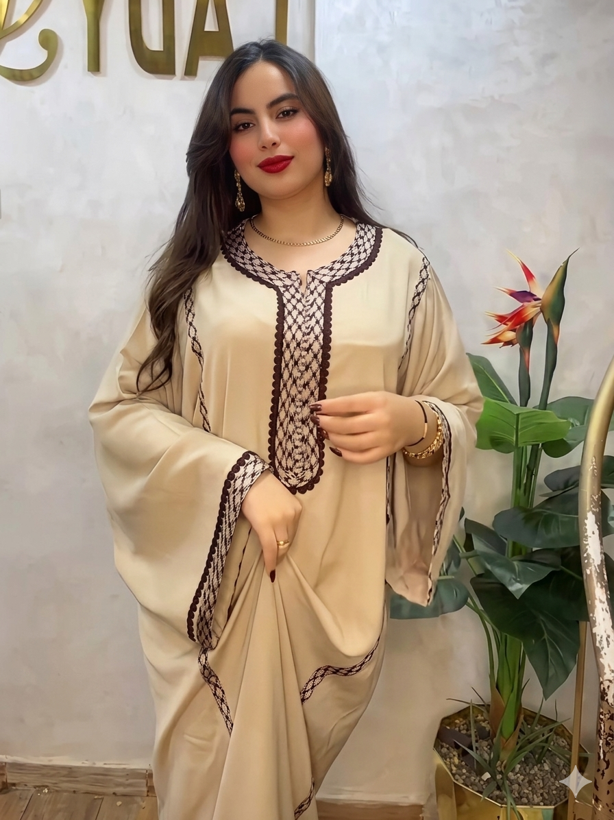 Caftan Élégant Femme – Tissu Crepe – REF 0147