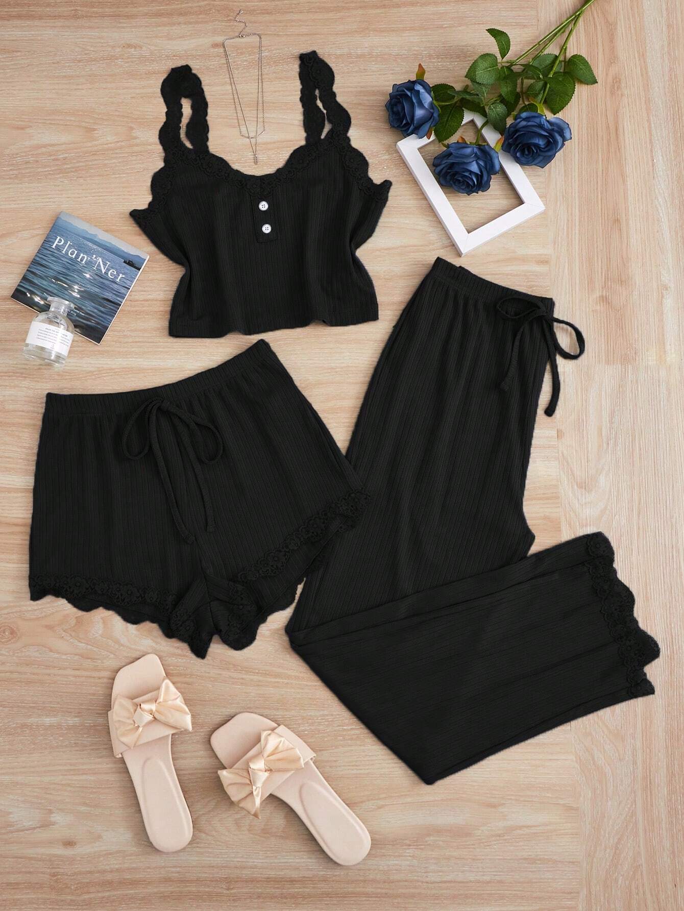 Ensemble de pyjama femme 3 Pcs