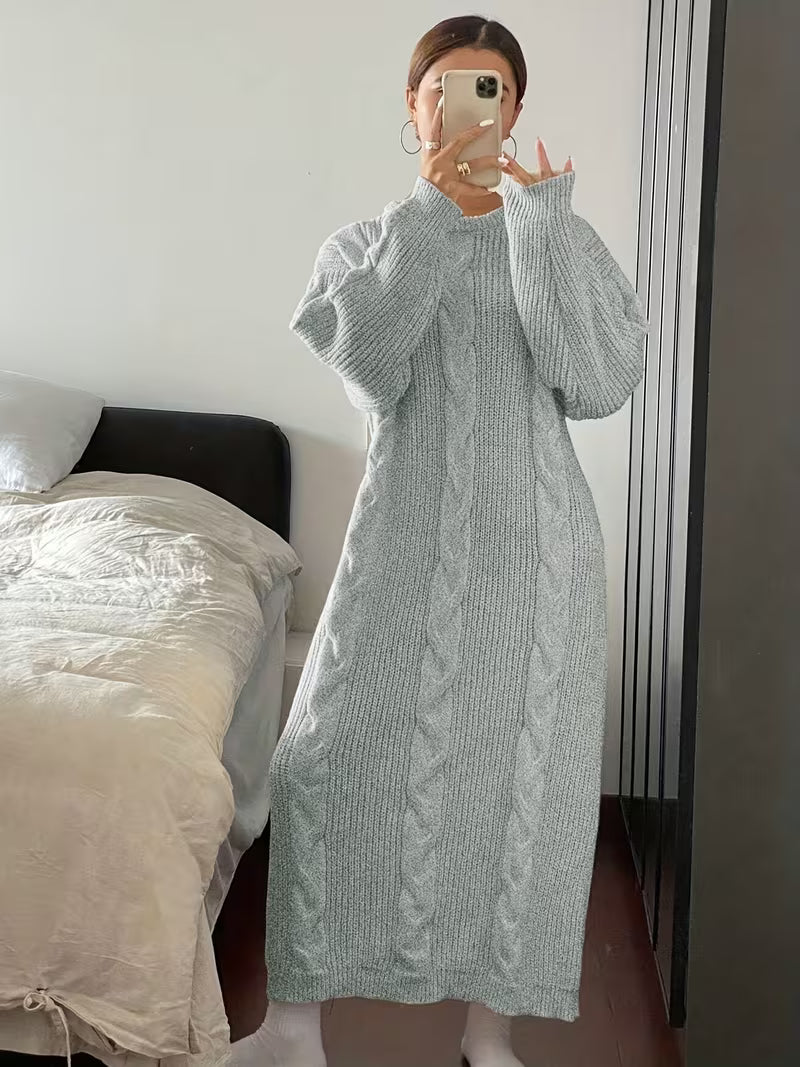 Robe d'hiver pour femmes à col rond et manches longues