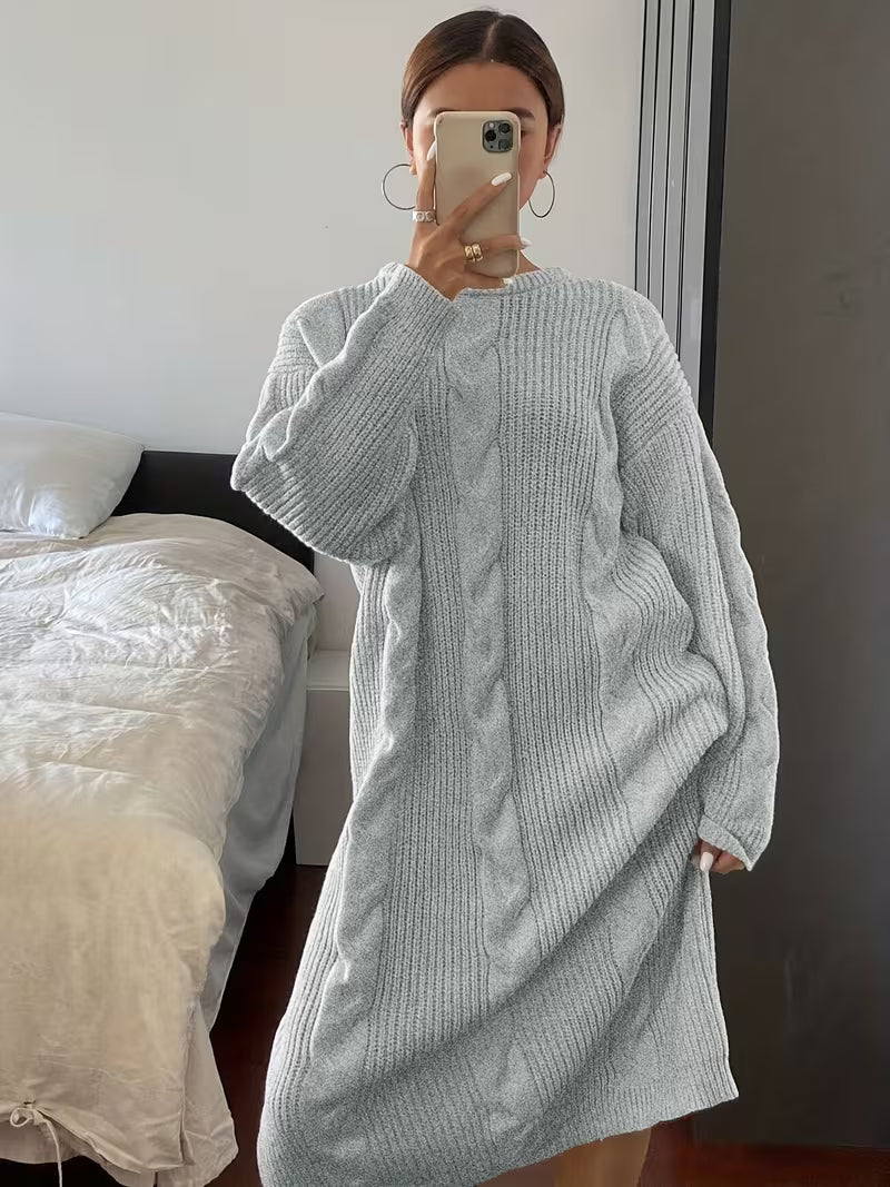 Robe d'hiver pour femmes à col rond et manches longues